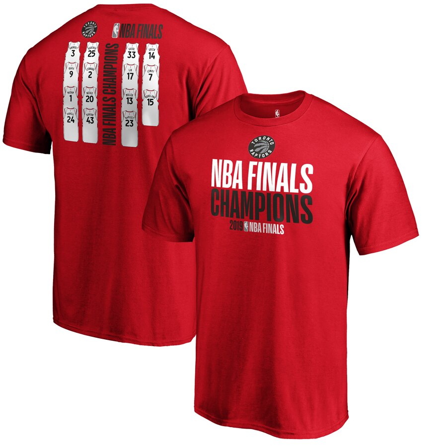 Men's Toronto Raptors Red 2019 NBA Finals Champions Team Ambition Roster T-Shirt